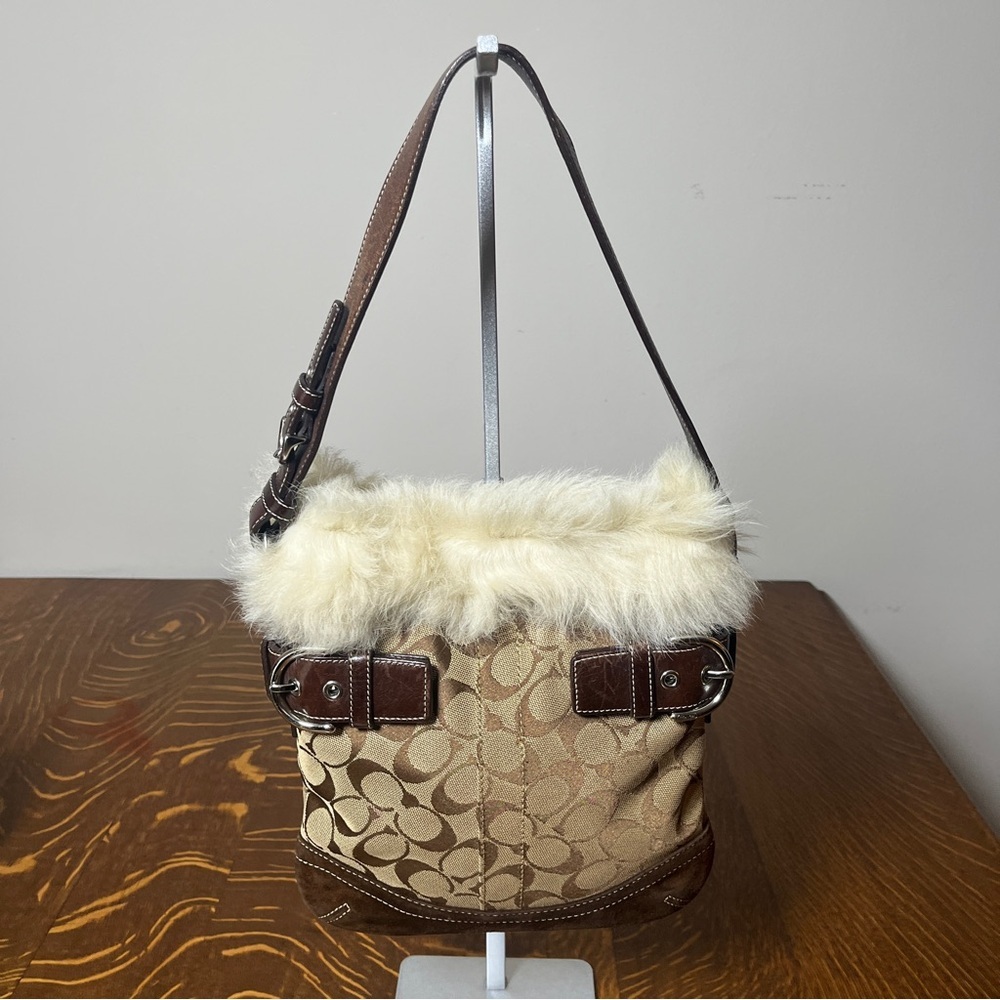 Coach Brown and Cream Signature C Patterned Shoulder Bag - Picture 2 of 12